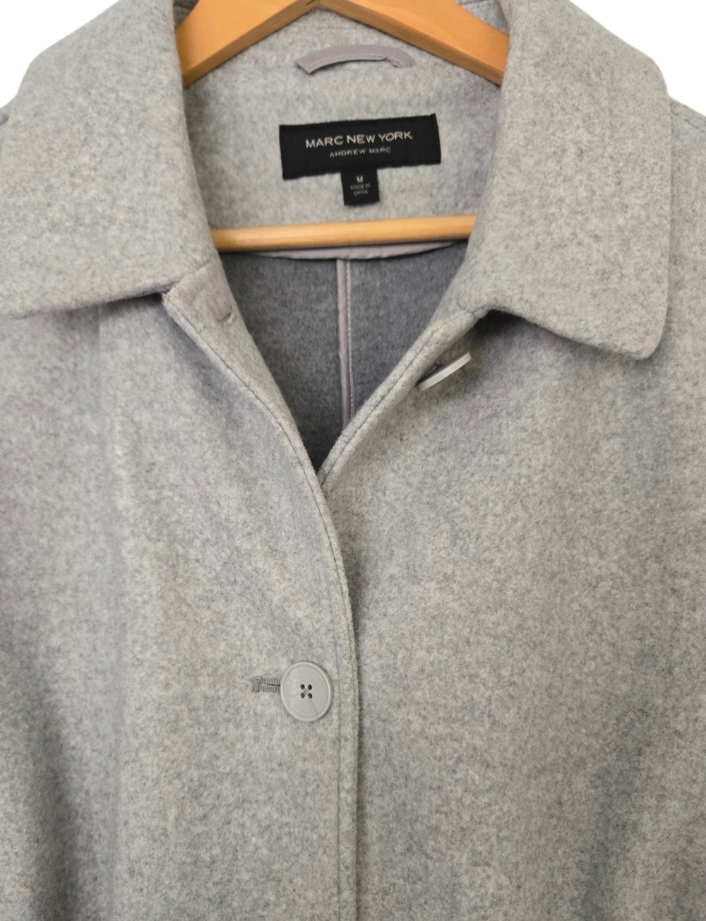Marc New York Andrew Marc Gray Wool Blend Coat Womens Medium Belted Classic Jack - Picture 3 of 5